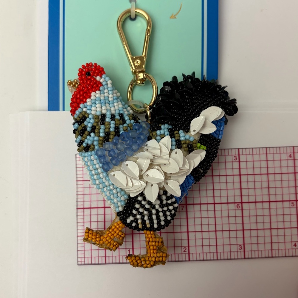 NWT ⚜️💙⚜️ Haute Hippie Beautiful Rooster Bag Charm Keychain - Picture 11 of 14